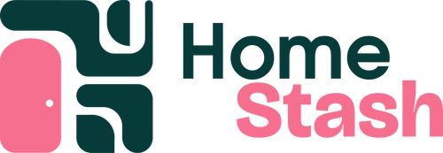 HomeStash Vertical logo green and pink